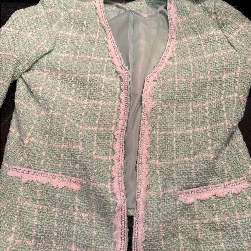 Elegant Mint Tweed Blazer